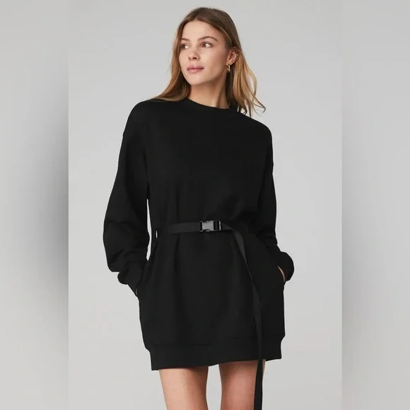 ALO Yoga Cityscape Sweatshirt Dress Black - Picture 2 of 8